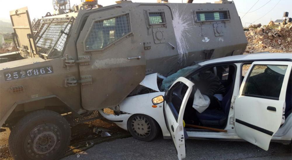 السيارة التي استخدمها الشاب الفلسطيني بعملية الدهس برام الله