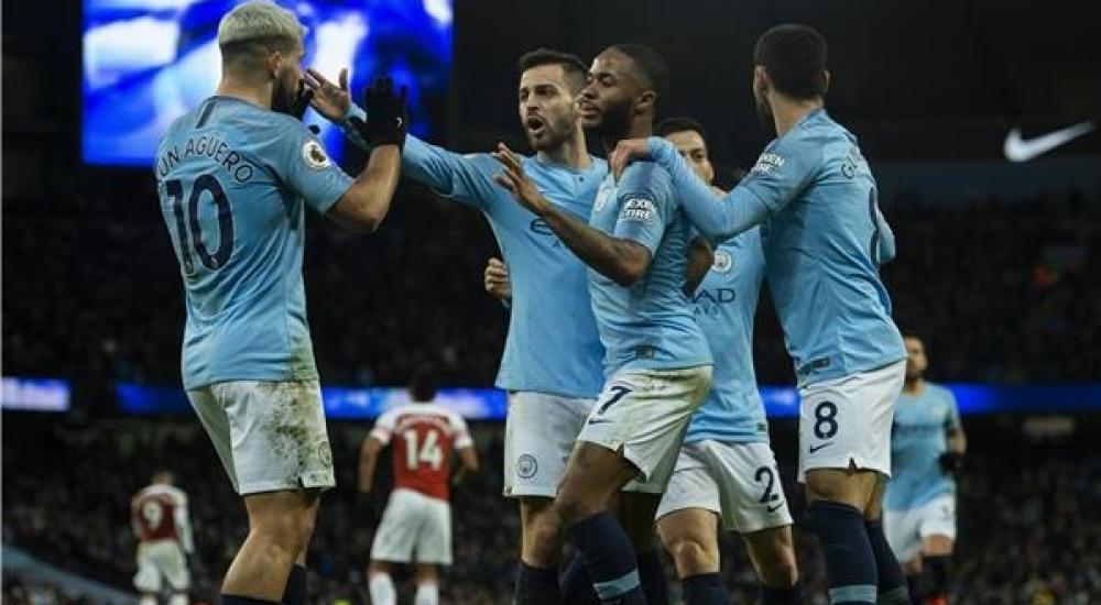 فرحة لاعبي مانشستر سيتي