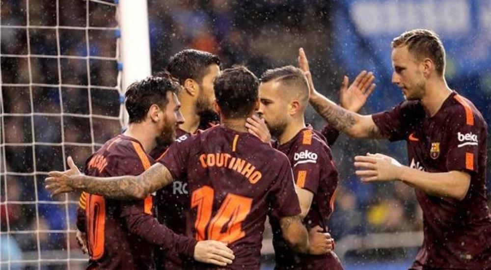 فرحة برشلونة بالفوز