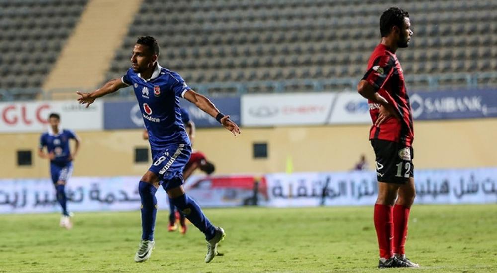 فرحة مؤمن زكريا بهدفه في المباراة