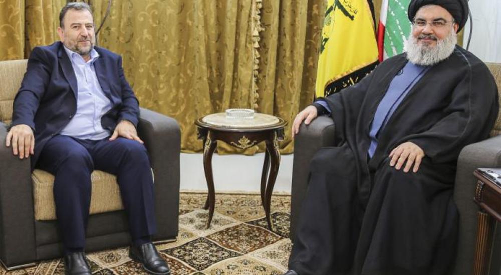 نصر الله ونائب رئيس المكتب السياسي لحماس صالح العاروري