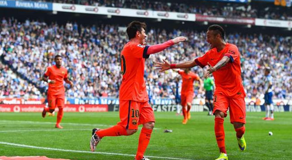 برشلونة فاز على إسبانيول بهدفي نيمار وميسي