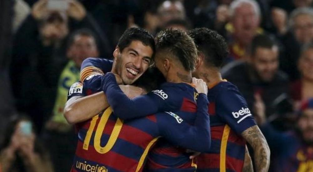 فرحة لاعبي برشلونة بالفوز