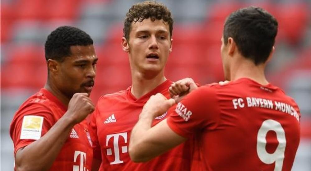 فرحة لاعبي البايرن بالفوز