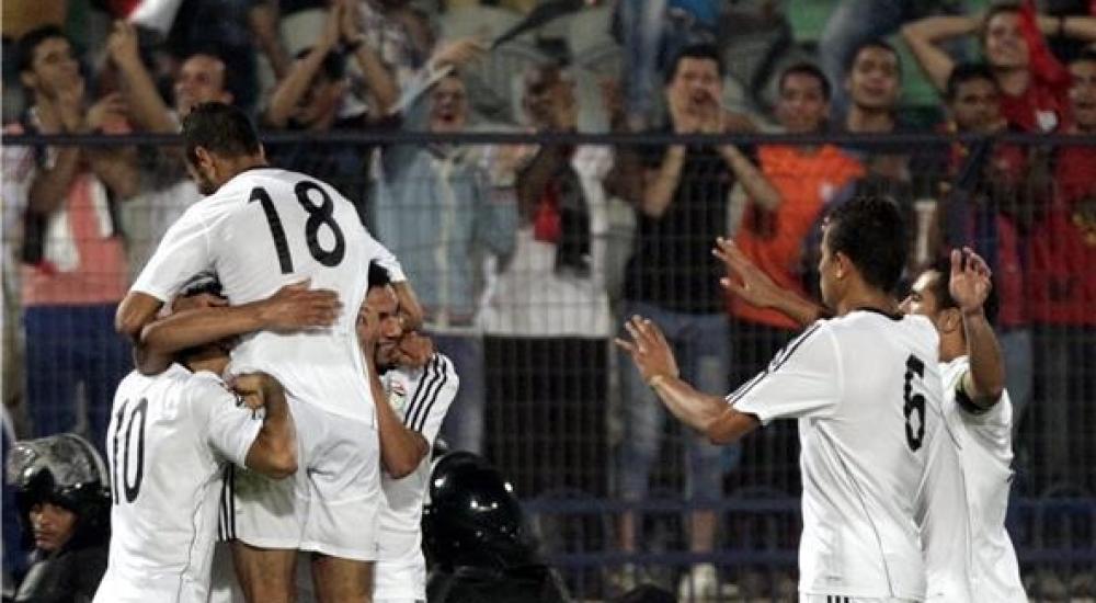 فرحة لاعبي منتخب مصر بالفوز