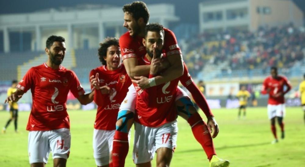 فرحة لاعبي الأهلي بالهدف