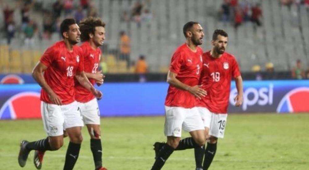 فرحة منتخب مصر بهدف المباراة