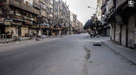 أحد شوارع مخيم اليرموك للاجئين الفلسطينيين بالعاصمة السورية دمشق