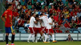 فرحة لاعبي جورجيا بهدف الفوز