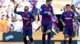 فرحة لاعبي برشلونة