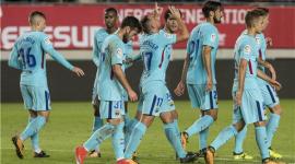 فرحة لاعبي برشلونة بالفوز