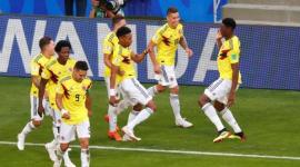 فرحة منتخب كولومبيا بهدف الفوز