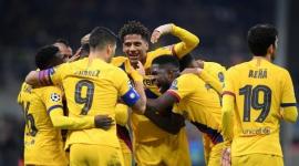 فرحة فريق برشلونة