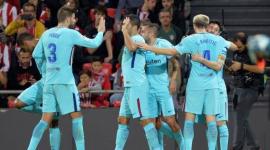 فرحة لاعبي برشلونة بالفوز