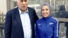 سعدية برفقة رئيس اتحاد كرة القدم جبريل الرجوب