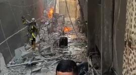 مشاهد من استهداف طائرات الاحتلال برج فلسطين واغتيال القيادي تيسير الجعبري