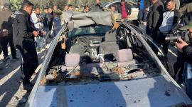 السيارة التي اغتيال داخلها الشبان الثلاثة في بلدة جبع جنوب جنين - عدسة وكالة صفا