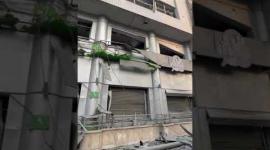 آثار قصف برج وطن بمدينة غزة