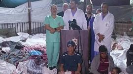 مؤتمر صحفي بين جثت الشهداء بمستشفى المعمداني