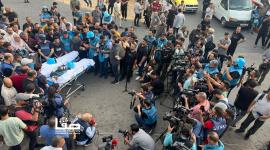 تشييع الصحفيين سعيد الطويل ومحمد صبح الذين استشهدا بقصف إسرائيلي على غزة