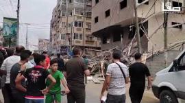 إصابات جراء سقوط سقالة بناء في عمارة قيد الإنشاء في منطقة النصر غرب غزة