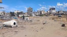 الدمار في منطقة التوام شمال غربي قطاع غزة بعد انسحاب قوات الاحتلال