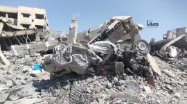 الدمار الواسع وآليات الاحتلال المدمرة في حي الشجاعية شرق مدينة غزة بعد الانسحاب الإسرائيلي