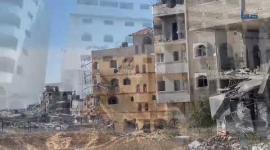 الدمار في حي تل الهوا جنوب غربي مدينة غزة بعد انسحاب قوات الاحتلال