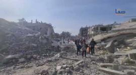 الدمار في محيط مدرسة الفاخورة بمخيم جباليا شمالي قطاع غزة بعد وقف إطلاق النار