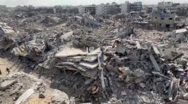 مفترق الترنس وسط معسكر جباليا شمالي قطاع غزة بعد انسحاب قوات الاحتلال من المنطقة