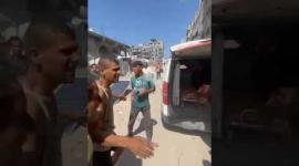 مشاهد قاسية.. اللحظات الأولى لاستهداف طائرات الاحتلال النازحين في النادي الأهلي بحي الشيخ رضوان شمال