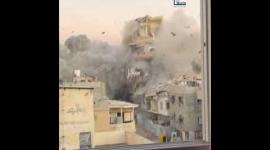 لحظة تدمير طائرات الاحتلال بناية سكنية غربي مدينة غزة