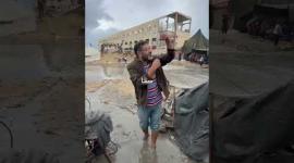 جانب من غرق المواطنين وخيامهم نتيجة المنخفض الجوي الذي يضرب قطاع غزة