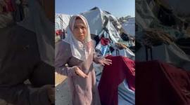 مواطنة تواجه أزمة فصل الشتاء مع أطفالها بغزة في خيمة صغيرة