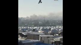 تصاعد ألسنة الدخان نتيجة القصف المدفعي المتواصل على المناطق الشمالية والشرقية بخانيونس