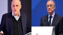 خافيير تيباس رئيس رابطة الليجا وفلورنتينو بيريز رئيس ريال مدريد