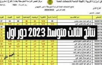 رابط نتائج الثالث متوسط 2023 الدور الاول pdf العراق عبر موقع نتائجنا الوزاري