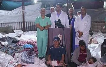 مؤتمر صحفي بين جثت الشهداء بمستشفى المعمداني