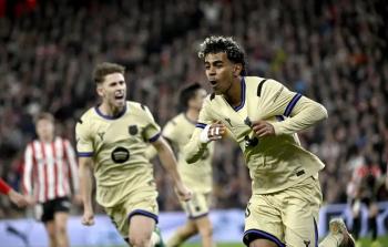 فرحة لامين يامال بهدف الفوز