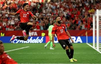 فرحة النجم محمد صلاح بتسجيل الهدف الثاني لمصر