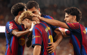 فرحة برشلونة بالفوز