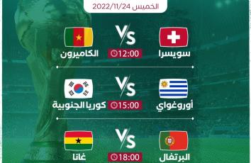 مواعيد مباريات اليوم الخميس كأس العالم قطر 2022