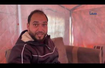 أعمال تجهيز مخيم إيواء لأصحاب البيوت المهدمة في منطقة الكرامة شمال غربي مدينة غزة