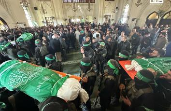 تشييع قادة ومقاومين من كتائب القسام استشهدوا خلال معركة "طوفان الأقصى" بمدينة غزة
