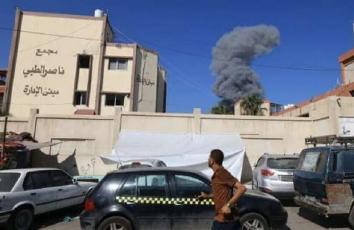 قصف سابق استهدف مجمع ناصر الطبي بخانيونس جنوبي قطاع غزة