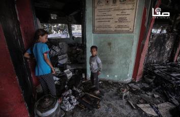 دمار إثر قصف مدرسة فهمي الجرجاوي التي تؤوي نازحين في غزة