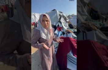 مواطنة تواجه أزمة فصل الشتاء مع أطفالها بغزة في خيمة صغيرة