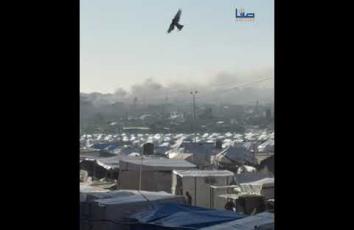 تصاعد ألسنة الدخان نتيجة القصف المدفعي المتواصل على المناطق الشمالية والشرقية بخانيونس