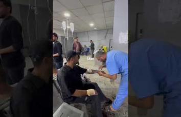 مشاهد لموقع استهداف طائرات الاحتلال في حي الرمال غرب مدينة غزة ونقل المصابين