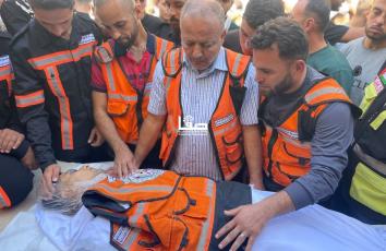وداع وتشييع جثمان شهيد الدفاع المدني محمد طموس في شمال غزة